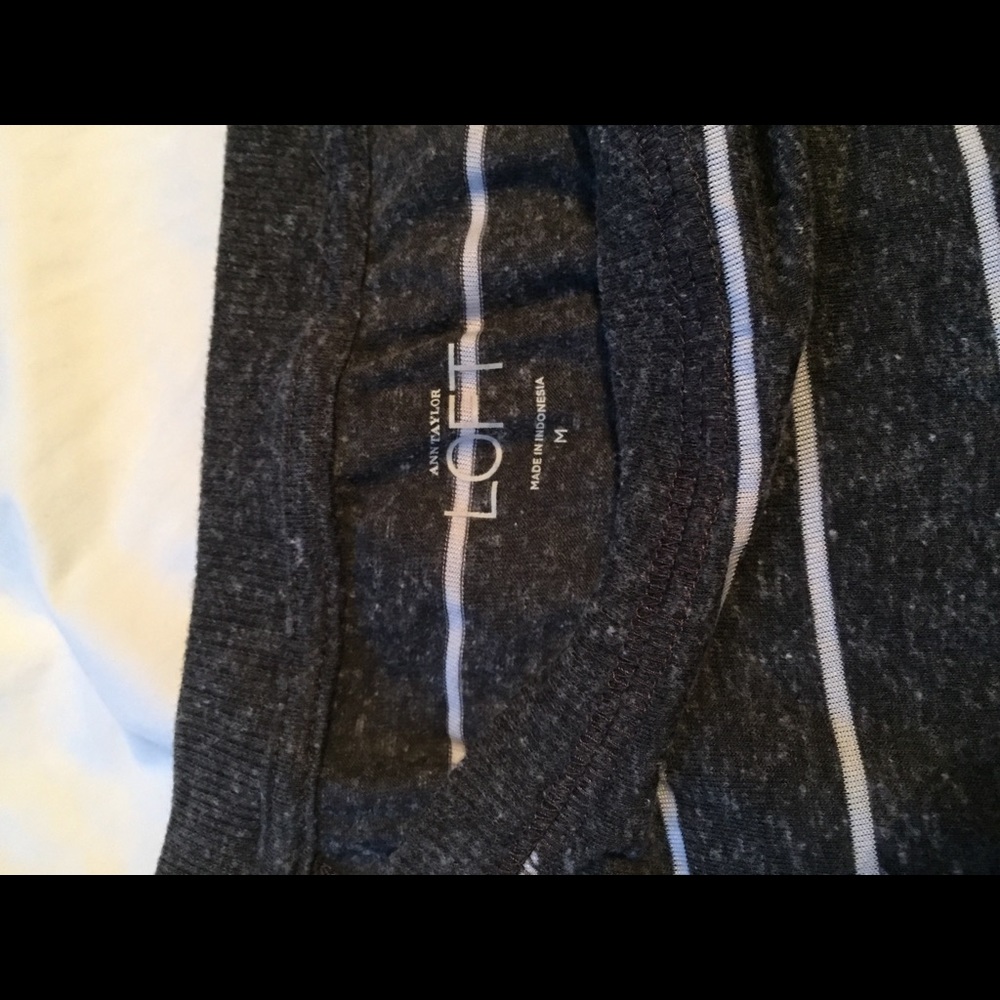 Grey and white striped LOFT t-shirt